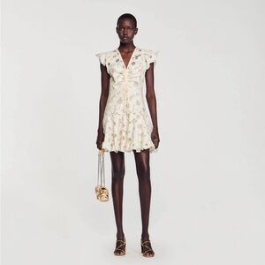 Sandro DAISY GUIPURE SHORT DRESS Size US 4